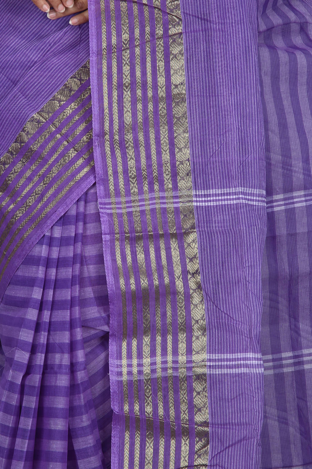 Purple Pure Cotton Zori Border Tant Saree (1873)